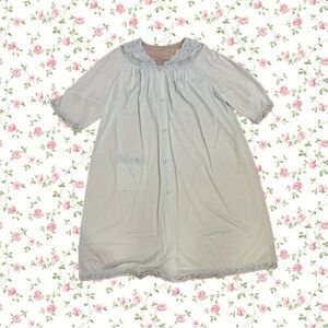 Vintage Shadowline Mint Sheer Rose Embroidered Housecoat Size L